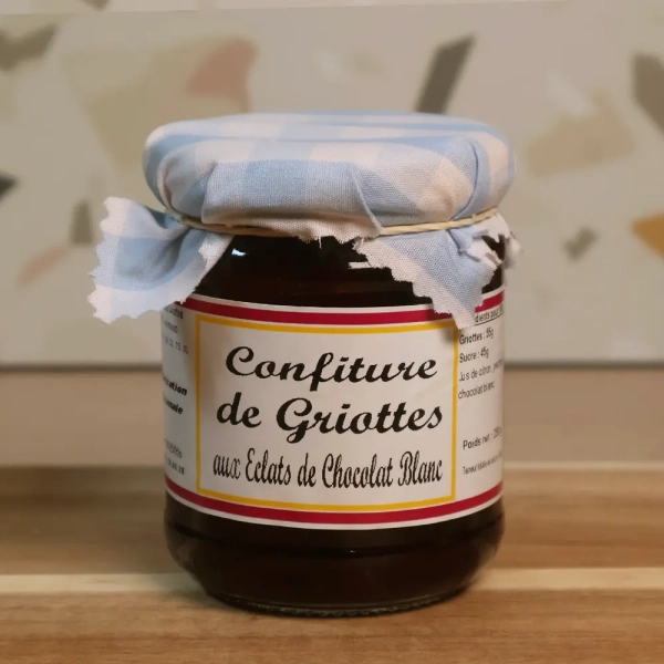 Confiture Griottes aux éclats de Chocolat Blanc